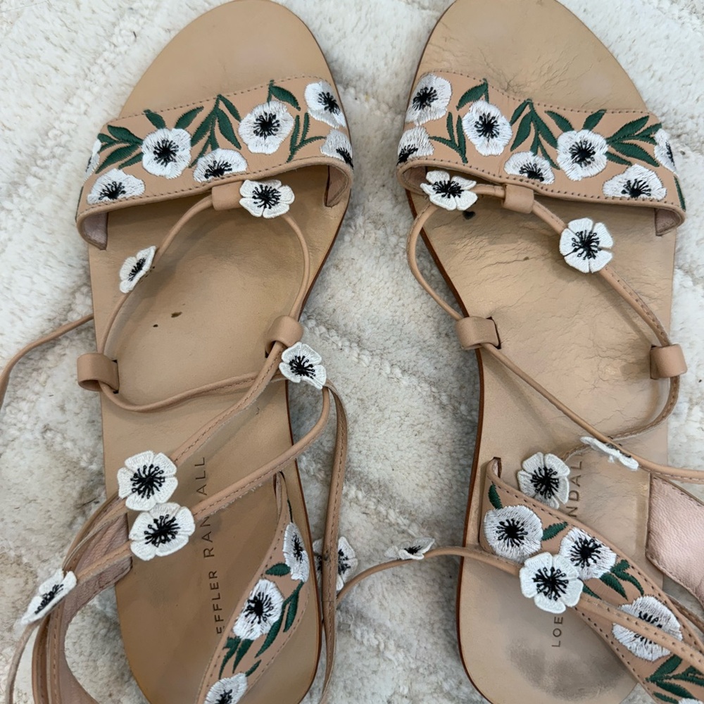 Loeffler Randall Women's Fleura Lace-up Sandal (Embroidered Leather) 8
